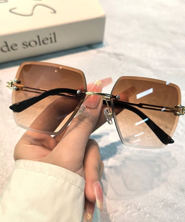jkthpu-45 Pink Tea Retro Large Frame Fashion Glasses Chic Style