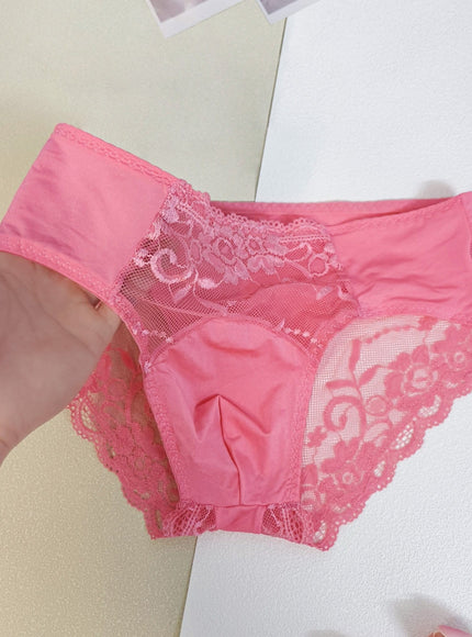 KissICON Pink / UK 32 Lace Trim Mesh Briefs – Soft Highelasticity