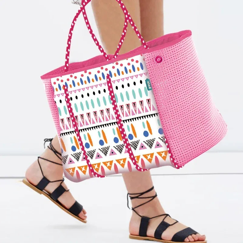 KissICON Pink Waterproof Beach Handbag – Women's Neoprene