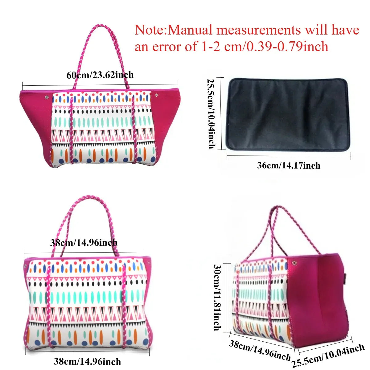 KissICON Pink Waterproof Beach Handbag – Women's Neoprene