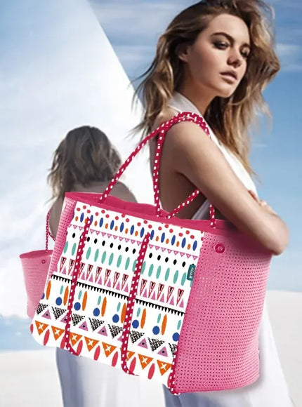 KissICON Pink Waterproof Beach Handbag – Women's Neoprene