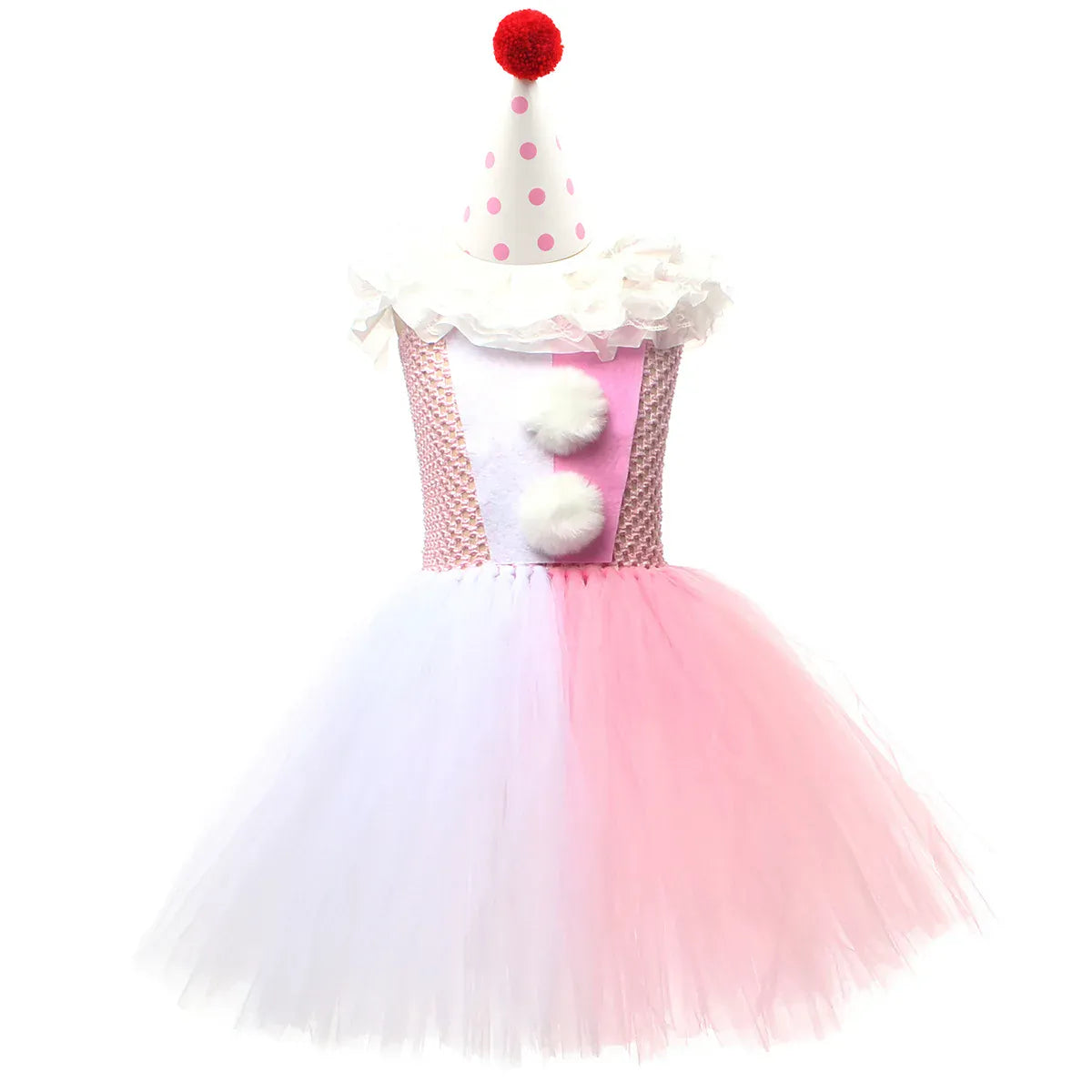 KissICON Pink White / S 2-3Y Halloween Costume For Kids Gray Girls Tutu Dress Kids Cosplay Scary Clown Costume Girl Carnival Masquerade Party Dress Up 2-12Y