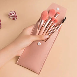 KissICON pink / White Text KissIcon Personalized 8Pcs Makeup Brush Set - Travel