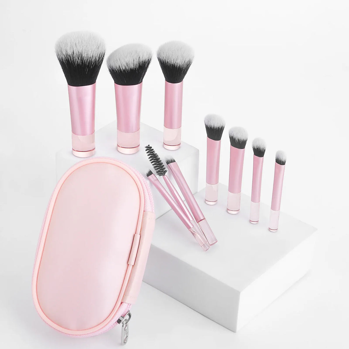 KissICON pink with bag RonshadowBrush 10pcs Mini Makeup Brush Set - With
