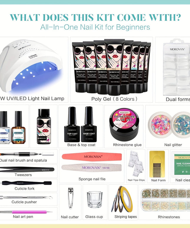 KissICON PL001 KissIcon Morovan Poly Gel Nail Kit 8 Pcs