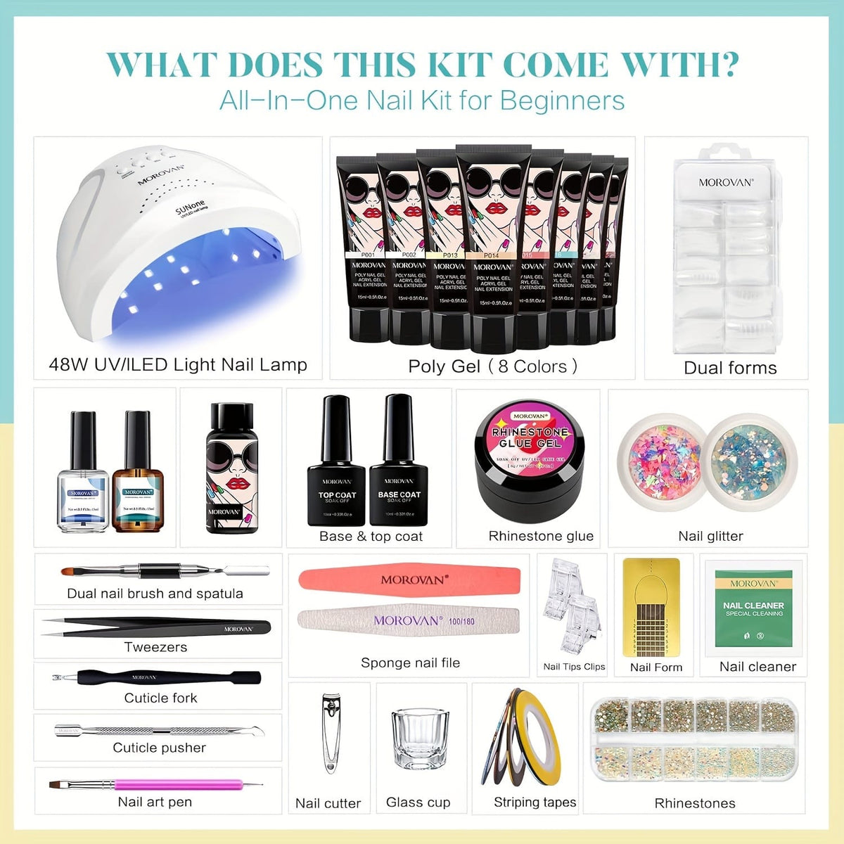 KissICON PL001 KissIcon Morovan Poly Gel Nail Kit 8 Pcs