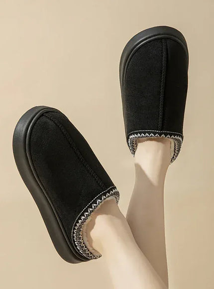 KissICON Platform Fluffy Slippers Women House Flats Fashion Plush