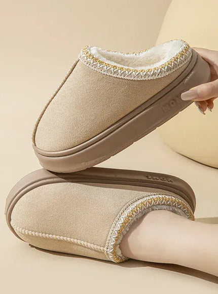 KissICON Platform Fluffy Slippers Women House Flats Fashion Plush