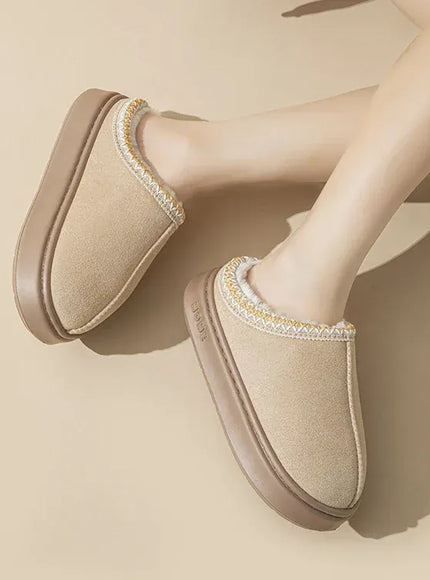 KissICON Platform Fluffy Slippers Women House Flats Fashion Plush