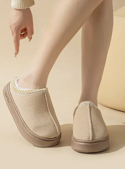 KissICON Platform Fluffy Slippers Women House Flats Fashion Plush