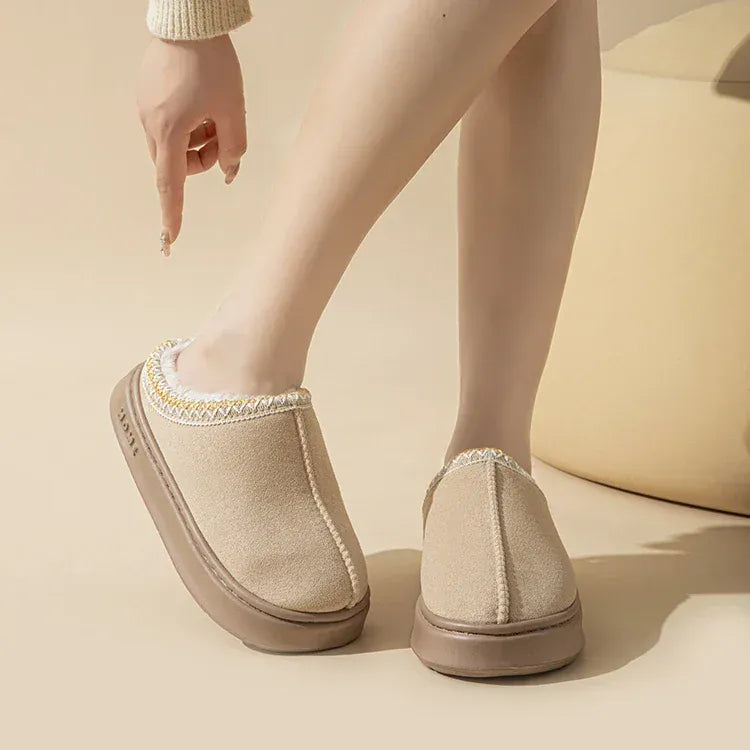 KissICON Platform Fluffy Slippers Women House Flats Fashion Plush