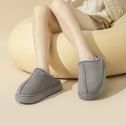 KissICON Platform Fluffy Slippers Women House Flats Fashion Plush
