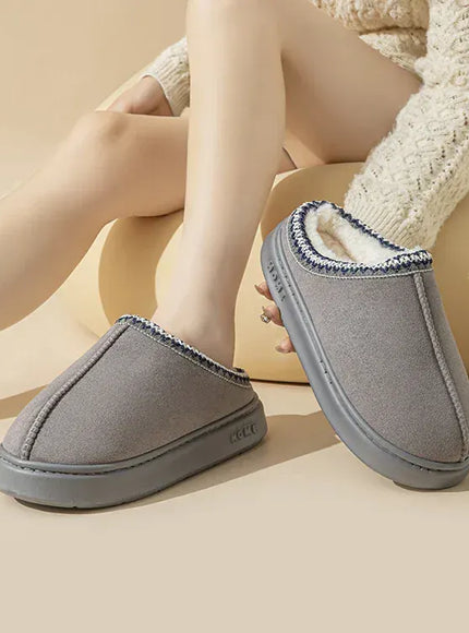 KissICON Platform Fluffy Slippers Women House Flats Fashion Plush