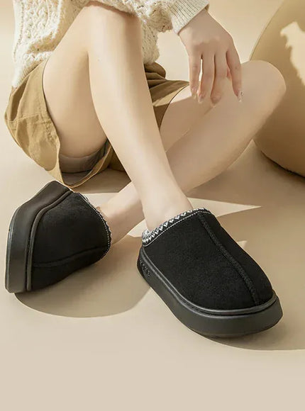KissICON Platform Fluffy Slippers Women House Flats Fashion Plush