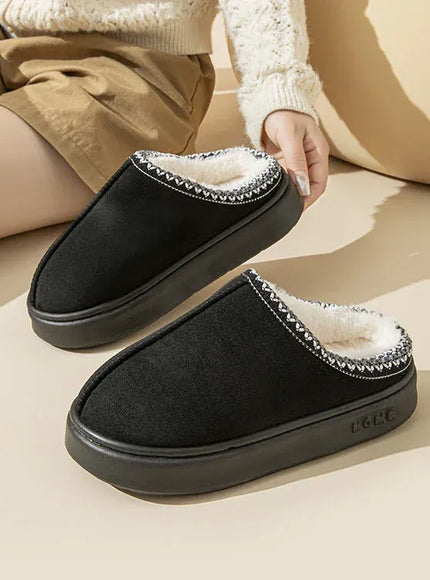 KissICON Platform Fluffy Slippers Women House Flats Fashion Plush