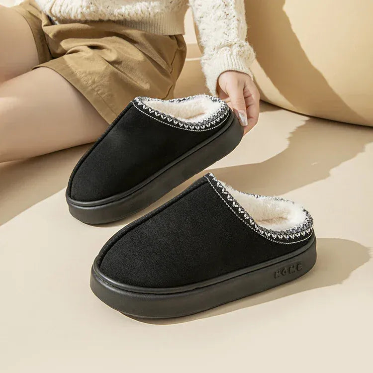 KissICON Platform Fluffy Slippers Women House Flats Fashion Plush