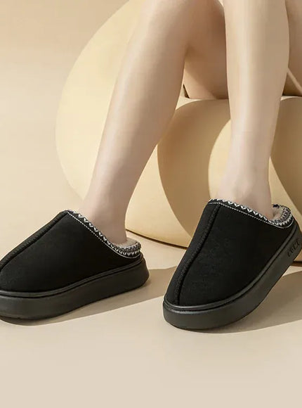 KissICON Platform Fluffy Slippers Women House Flats Fashion Plush