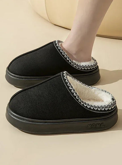 KissICON Platform Fluffy Slippers Women House Flats Fashion Plush