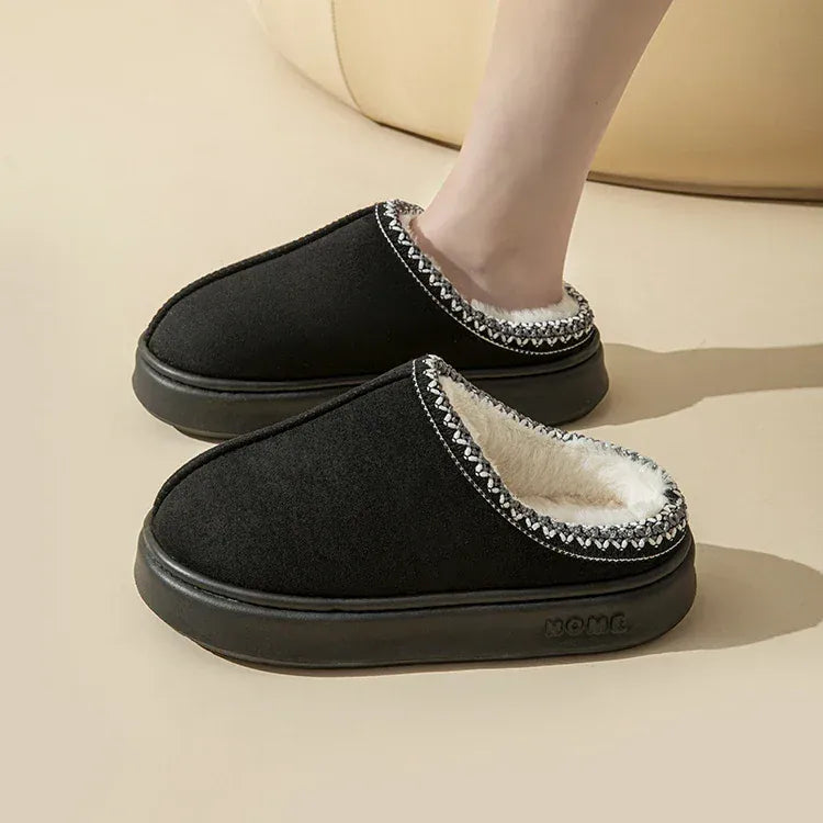 KissICON Platform Fluffy Slippers Women House Flats Fashion Plush