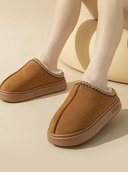 KissICON Platform Fluffy Slippers Women House Flats Fashion Plush