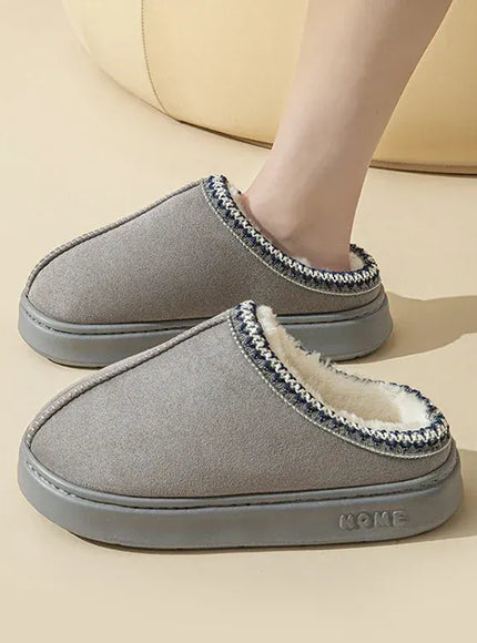 KissICON Platform Fluffy Slippers Women House Flats Fashion Plush