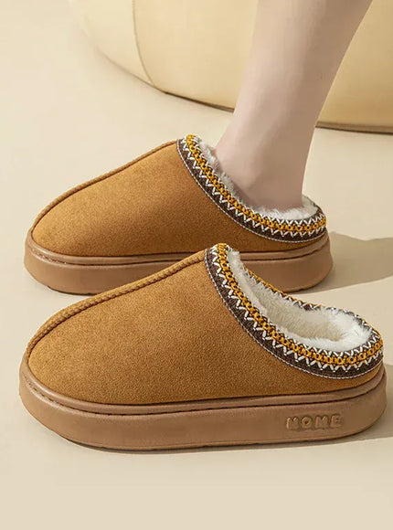 KissICON Platform Fluffy Slippers Women House Flats Fashion Plush