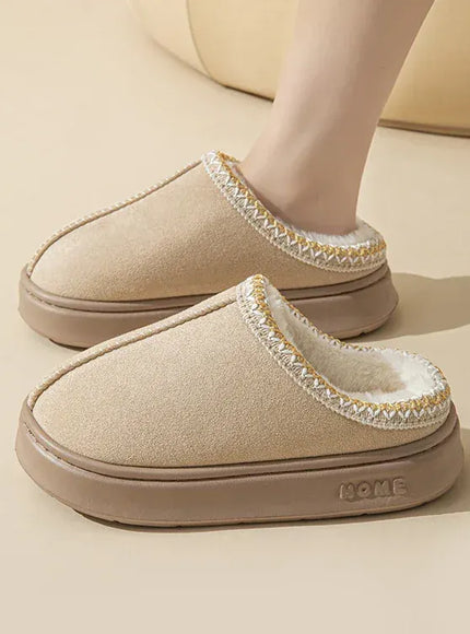 KissICON Platform Fluffy Slippers Women House Flats Fashion Plush