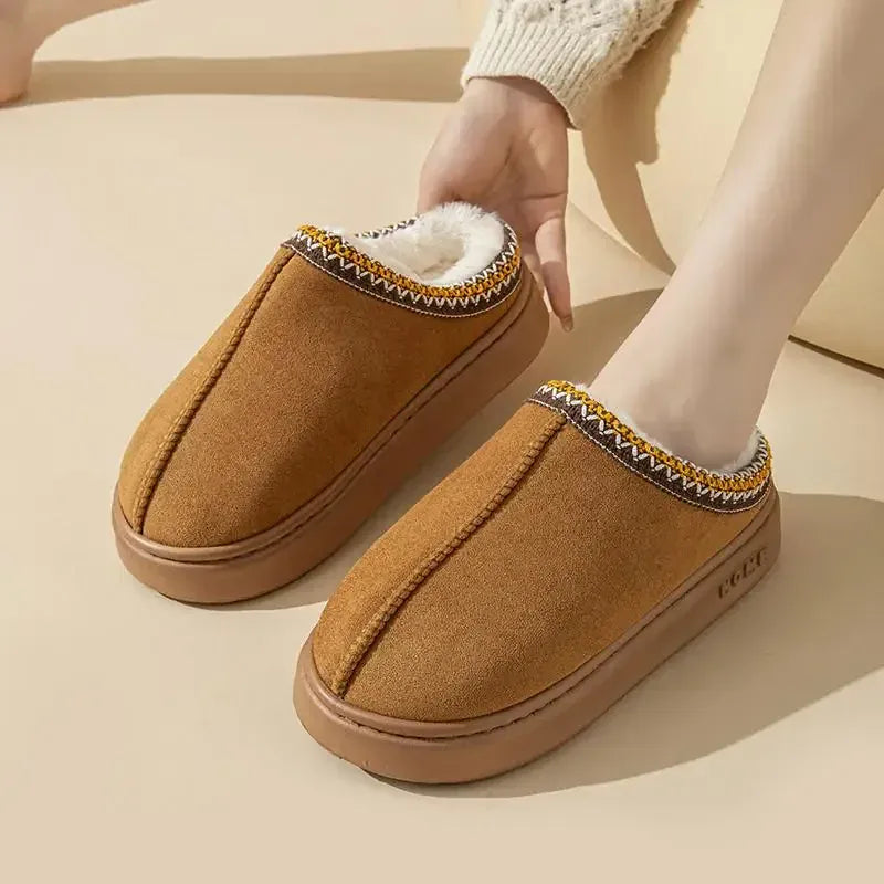 KissICON Platform Fluffy Slippers Women House Flats Fashion Plush