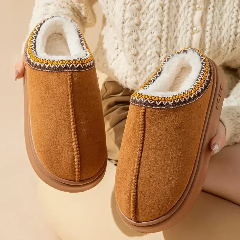 KissICON Platform Fluffy Slippers Women House Flats Fashion Plush
