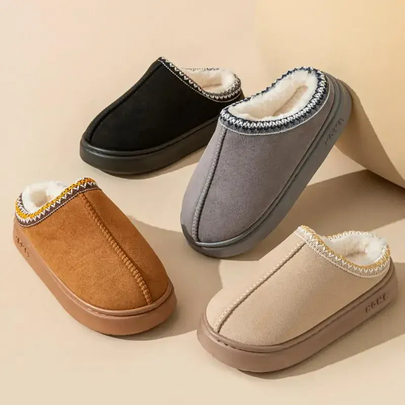 KissICON Platform Fluffy Slippers Women House Flats Fashion Plush