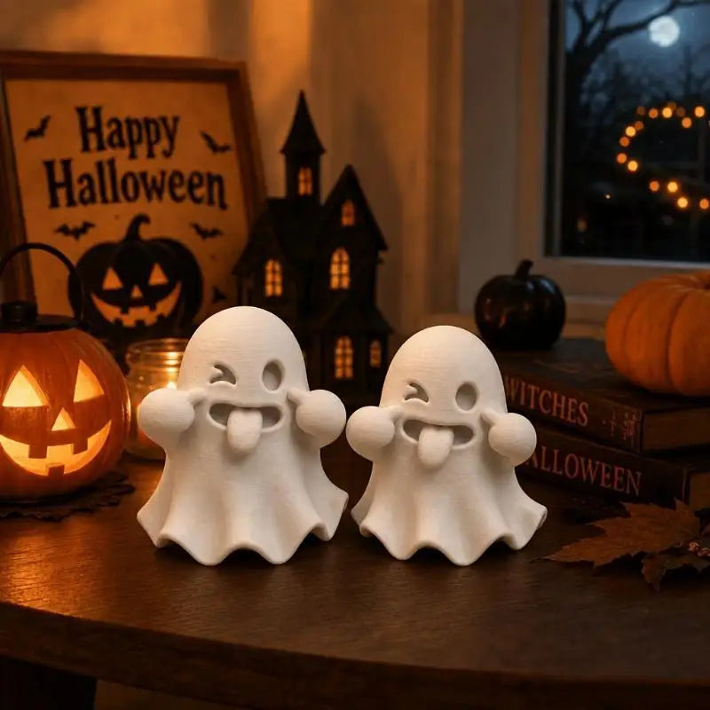 KissICON Playful And Cute Ghost Figurines, Halloween Creative Decorations, Healing Mini Ornaments Suitable For Home Office Desktop Decor