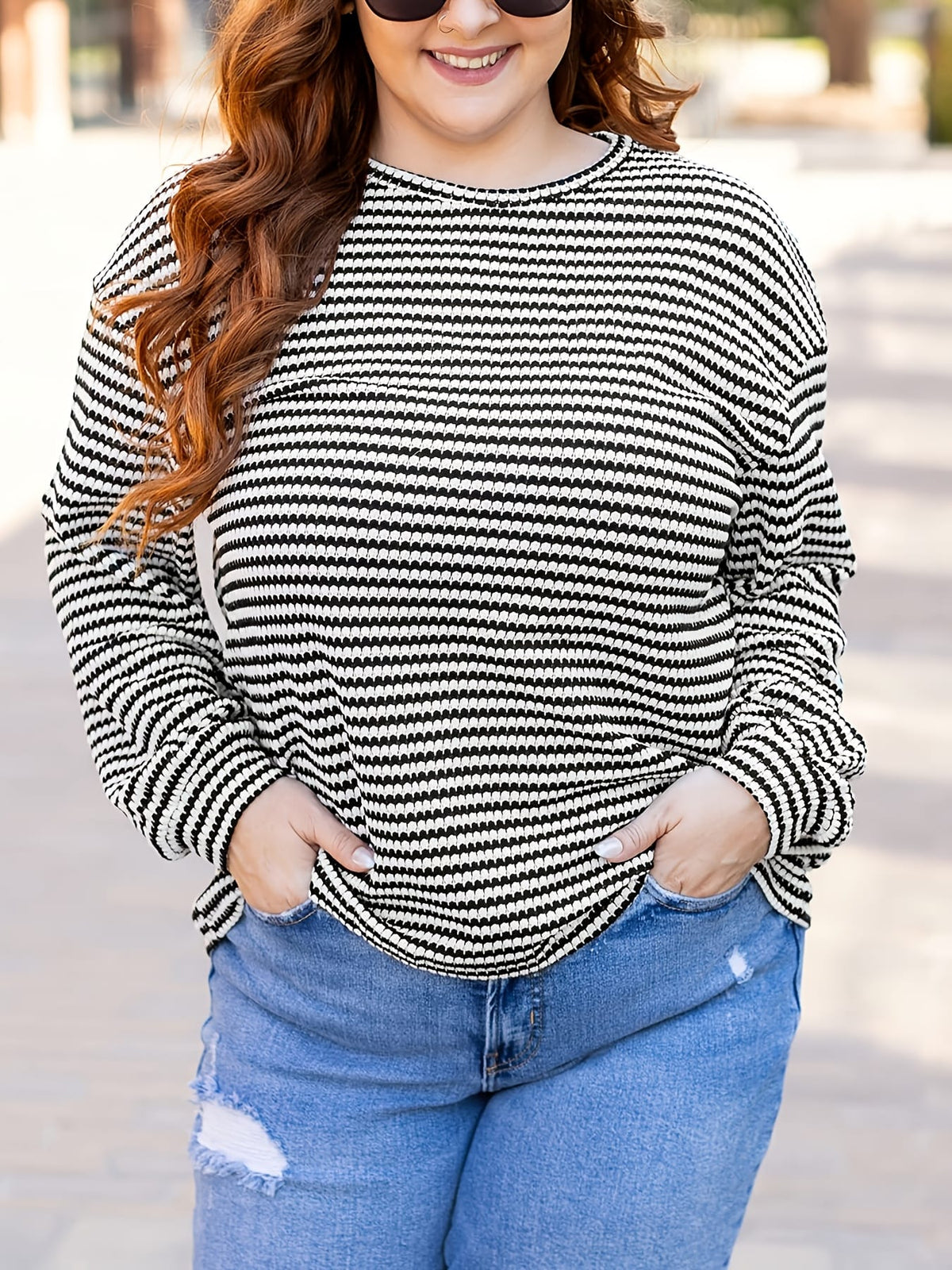 jkthpu-45 Plus Size, 2025 Autumn/Winter Trendy Oversized Women's Waffle