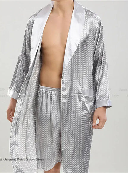 KissICON Plus Size 3XL Silky Satin Kimono Robe  Shorts Pajamas