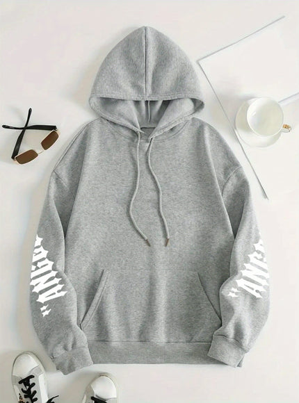 jkthpu-45 Plus Size Angel Wings Print Hoodie - Soft