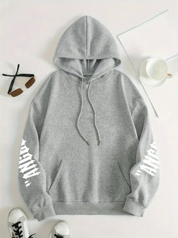 jkthpu-45 Plus Size Angel Wings Print Hoodie - Soft