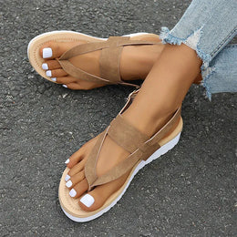 KissICON Plus Size Ankle Strap Flat Sandals for Women