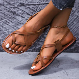 KissICON Plus Size Ankle Strap Low Heels Sandals for