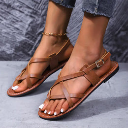 KissICON Plus Size Ankle Strap Low Heels Sandals for