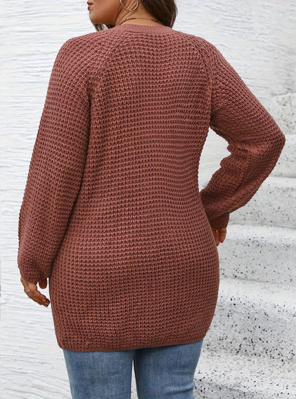 jkthpu-45 Plus Size Asymmetrical Hem Sweater, Casual Long Sleeve