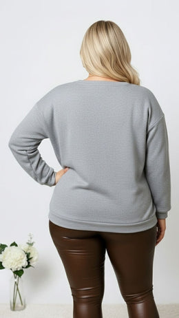 jkthpu-45 Plus Size Autumn Winter Elegant VNeck Lace Pullover Sweatshirt