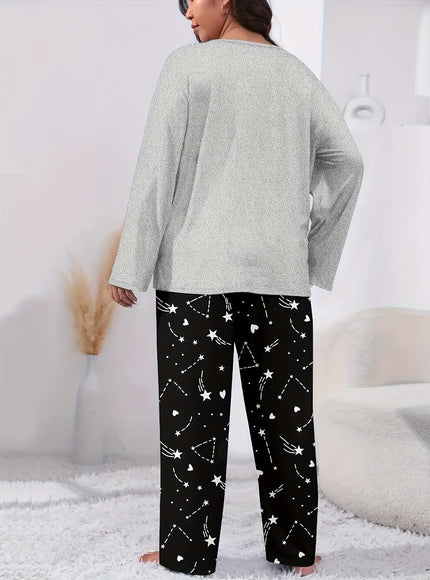 jkthpu-45 Plus Size Autumn/Winter Women's Pajamas with Cartoon Sweet