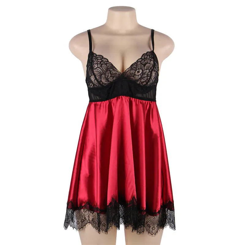 KissICON Plus Size Big Size  Colorful Woman Sexy Lingerie Babydoll Chemise with Eye Shiled Paste from M-5XL