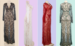 KissICON Plus Size/Big Size Full Lace Half Transpaent for fat women Sexy lingerie Long Dress nighty for ladies  sexy sleepwear