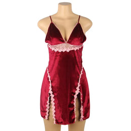 KissICON Plus Size/Big Size Luxury Velvet Lingerie Babydoll Chemise For Fat women sexy sleepwear  nighty for Ladies M-5XL