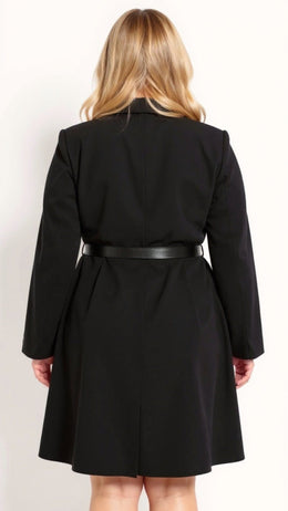 KissICON Plus Size Black Belted Blazer Dress