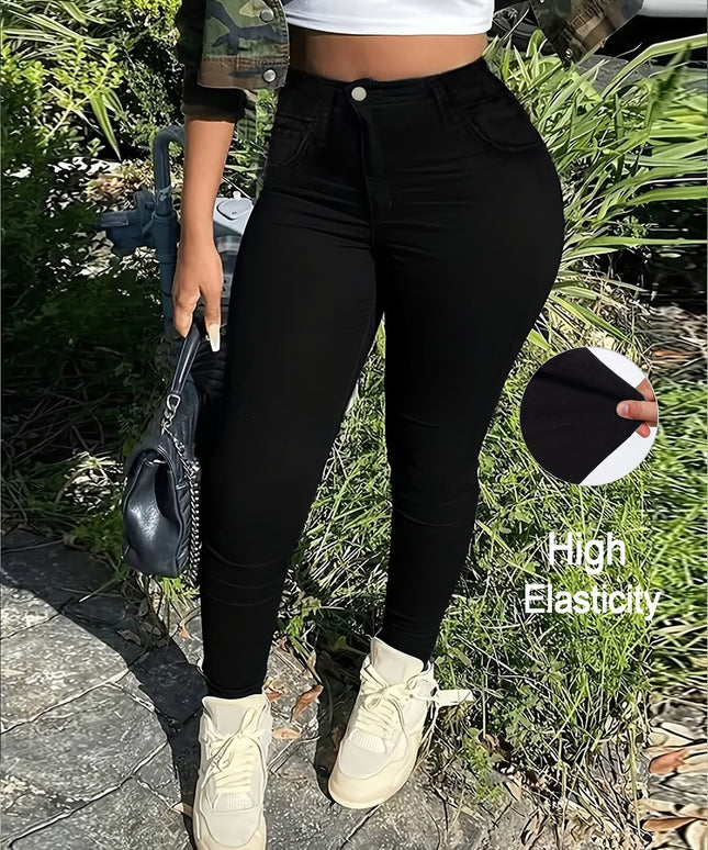 jkthpu-45 Plus Size Black HighWaist Skinny Jeans UltraStretch Comfort