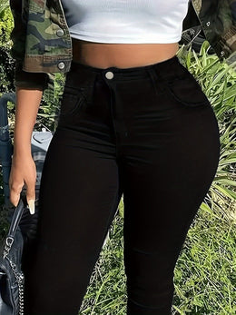 jkthpu-45 Plus Size Black HighWaist Skinny Jeans UltraStretch Comfort