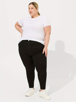 jkthpu-45 Plus Size Black Jeans 300 lbs High-Waisted Elastic