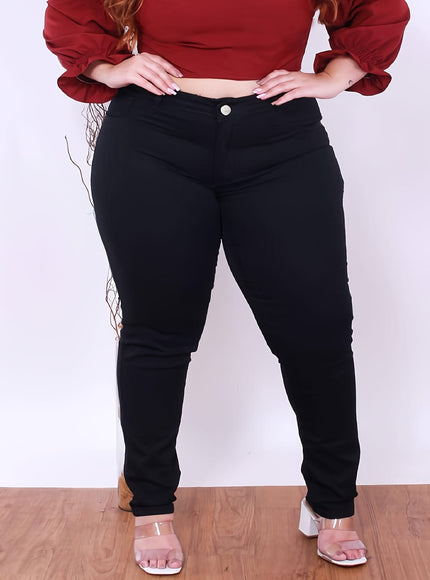 jkthpu-45 Plus Size Black Jeans 300 lbs High-Waisted Elastic