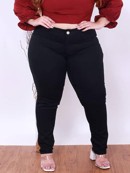 jkthpu-45 Plus Size Black Jeans 300 lbs High-Waisted Elastic